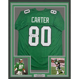 Framed Autographed/Signed Cris Carter 35x39 Kelly Green Jersey Beckett BAS COA