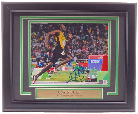 Usain Bolt Signed Framed 8x10 Olympic Track Legend Photo BAS BH033102