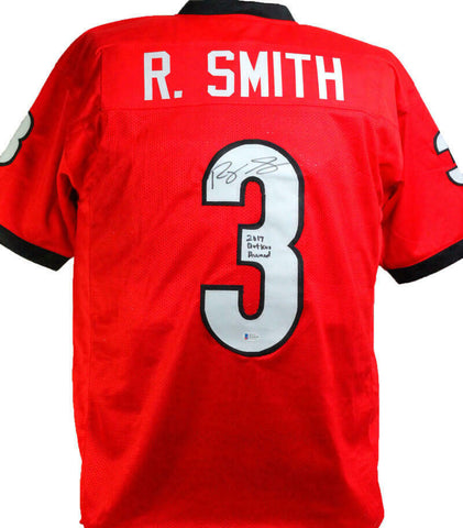 Roquan Smith Autographed Red College Style Jersey w/ 17 BA- Beckett W *Black