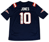 MAC JONES AUTOGRAPHED NEW ENGLAND PATRIOTS #10 NAVY NIKE GAME JERSEY BECKETT