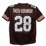 Jeremiah Owusu-Koramoah Autographed Pro Style Brown XL Jersey BAS 33990