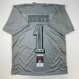 Autographed/Signed Jalen Hurts #1 Philadelphia Silver Football Jersey JSA COA