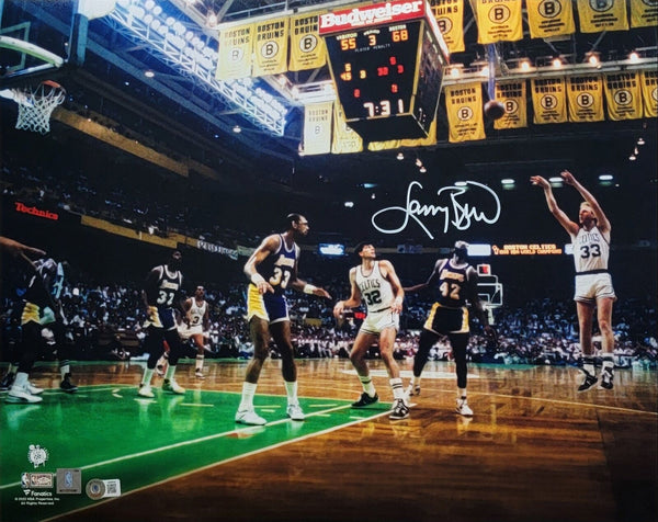 Larry Bird Autographed Boston Celtics Finals 16x20 Photo Beckett Witnessed