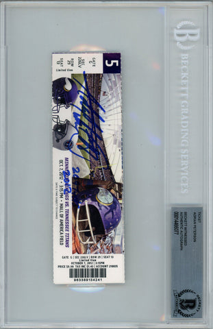 Adrian Peterson Autographed 10/7/2012 Ticket Stub 2097 Yds Beckett Slab 38695