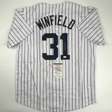 Autographed/Signed DAVE WINFIELD New York Pinstripe Baseball Jersey JSA COA Auto