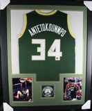 GIANNIS ANTETOKOUNMPO (Bucks green TOWER) Signed Autographed Framed Jersey JSA