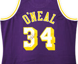 LAKERS SHAQUILLE O'NEAL AUTOGRAPHED M&N 1996-97 HWC JERSEY L BECKETT 235513