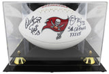 Bucs Warren Sapp & Derrick Brooks Signed White Panel Football W/ Case BAS Wit