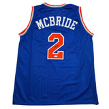 Autographed/Signed Duece Miles McBride New York Blue Basketball Jersey JSA COA