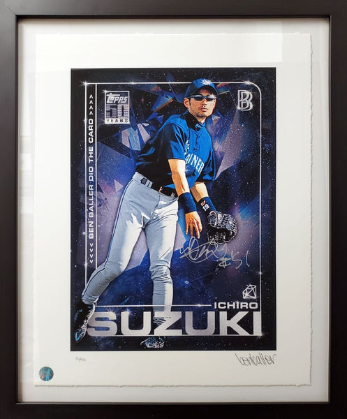 Ichiro Suzuki Signed Framed 2020 Topps Projects Fine Art Print Suzuki COA