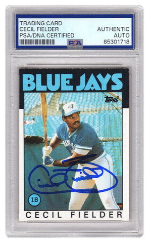 Cecil Fielder Signed Blue Jays 1986 Topps RC Baseball Trading Card #386 - (PSA)