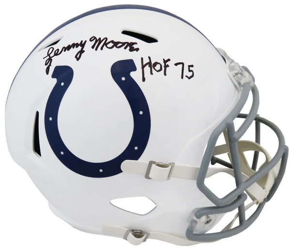 Lenny Moore Signed Colts Riddell Full Size Speed Rep Helmet w/HOF'75 - (SS COA)