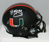 JIM KELLY AUTOGRAPHED SIGNED MIAMI HURRICANES BLACK SPEED MINI HELMET BECKETT