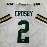 Autographed/Signed Mason Crosby Green Bay White Football Jersey JSA COA