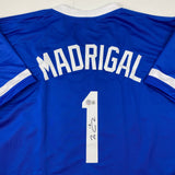 Autographed/Signed Nick Madrigal Chicago Blue Baseball Jersey Beckett BAS COA