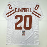 Autographed/Signed EARL CAMPBELL Texas White College Football Jersey JSA COA