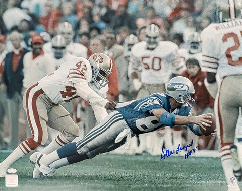 STEVE LARGENT AUTOGRAPHED 16X20 PHOTO SEATTLE SEAHAWKS "HOF 95" MCS HOLO 211092