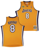 Lakers Kobe Bryant Signed Yellow M&N 2000-01 HWC Authentic Jersey PSA #B11757