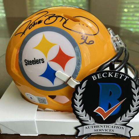 Jerome Bettis Autographed Signed Pittsburgh Steelers Yellow Mini Helmet Beckett