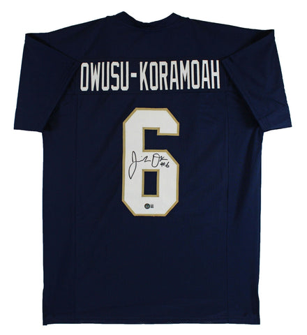 Notre Dame Jeremiah Owusu-Koramoah Signed Navy Blue Pro Style Jersey BAS Witness