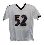 Ray Lewis Autographed/Signed Pro Style White XL Jersey BAS 30496