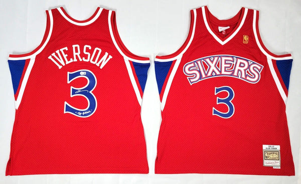 Allen Iverson Signed 76ers M&N Red 1996-97 Swingman Jersey W/ The Answer Beckett