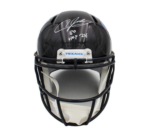 Andre Johnson Signed Houston Texans Speed Replica Alt 2024 Black Helmet w/ Insc.