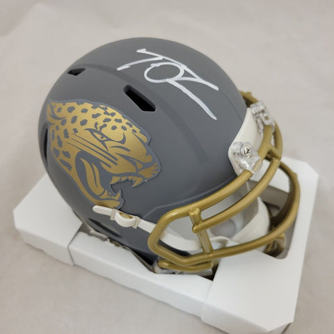 TREVOR LAWRENCE SIGNED JACKSONVILLE JAGUARS SLATE SPEED MINI HELMET FANATICS QR