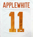 Major Applewhite Autographed White Pro Style Jersey- JSA Authenticated *R1