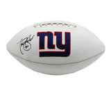 Tiki Barber Signed New York Giants Embroidered White NFL Football