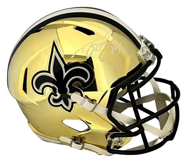 DREW BREES AUTOGRAPHED NEW ORLEANS SAINTS CHROME FULL SIZE SPEED HELMET BECKETT