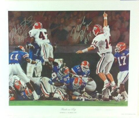 Mike Bobo & Robert Edwards Signed Georgia Bulldogs SEC 15x12 Noah Stokes Print