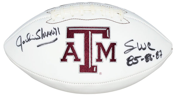 JACKIE SHERRILL AUTOGRAPHED TEXAS A&M AGGIES WHITE LOGO FOOTBALL COA