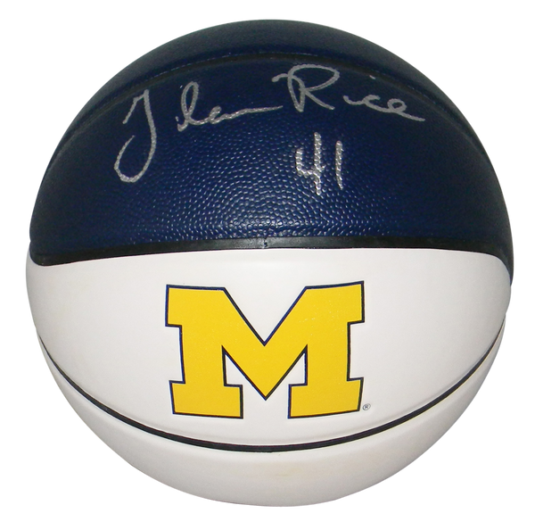 GLEN RICE AUTOGRAPHED SIGNED MICHIGAN WOLVERINES LOGO BASKETBALL BECKETT