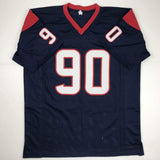 Autographed/Signed Jadaveon Clowney Houston Blue Football Jersey Beckett BAS COA