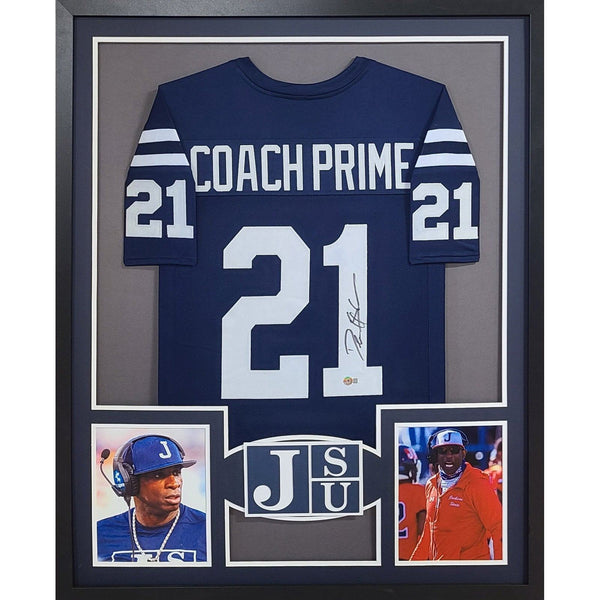 Deion Sanders Coach Prime Autographed Signed Framed Jackson State Jersey BECKETT