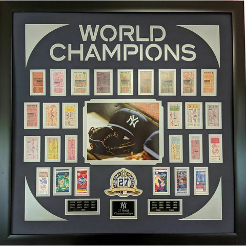 Framed New York Yankees 27x World Series Champion Replica Ticket 34x34 Collage