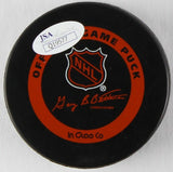 Jean Beliveau Signed Canadiens Hockey Puck (JSA COA) 500+ Goals / 10x Cup Winner