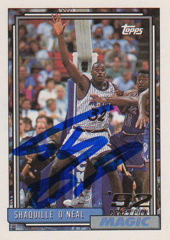 Shaquille O'Neal Autographed Orlando Magic 1992 Topps Rookie Card #362 (SS COA)