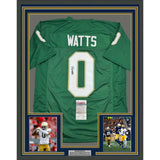 Framed Autographed/Signed Xavier Watts 35x39 Notre Dame Green Jersey JSA COA