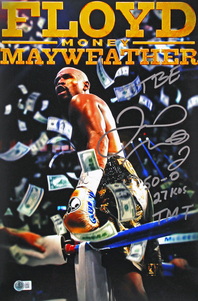 Floyd Mayweather "50-0 27 KOs TMT" Authentic Signed 12x18 Photo BAS #BP00960