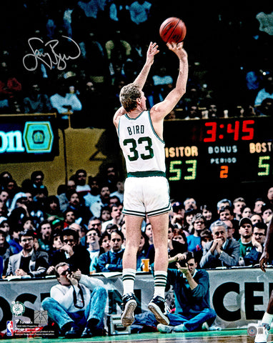 LARRY BIRD AUTOGRAPHED 16X20 PHOTO BOSTON CELTICS BECKETT BAS WITNESS 232712