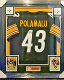 Troy Polamalu Signed Steelers 35x43 Framed Jersey (Beckett) Hall of Fame D.B.