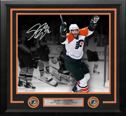 Simon Gagne Flyers GWG Game 7 Autographed 11x14 Framed Black Photo JSA PSA Pass