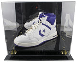 Magic Johnson Signed Left Purple & White Converse Weapon Shoe W/ Case BAS Wit 2