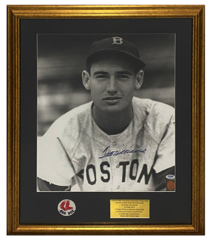 Ted Williams Autographed Boston Red Sox Framed 16" x 20" Photograph PSA/DNA