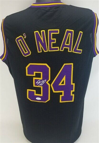 Shaquille O'Neal Signed Los Angeles Lakers Throwback Jersey (JSA Holo) 2000 MVP