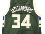 BUCKS GIANNIS ANTETOKOUNMPO AUTOGRAPHED GREEN JERSEY BECKETT WITNESS 224708