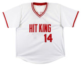 Pete Rose "4256" Authentic Signed White Pro Style Jersey w/ Silver Sig BAS