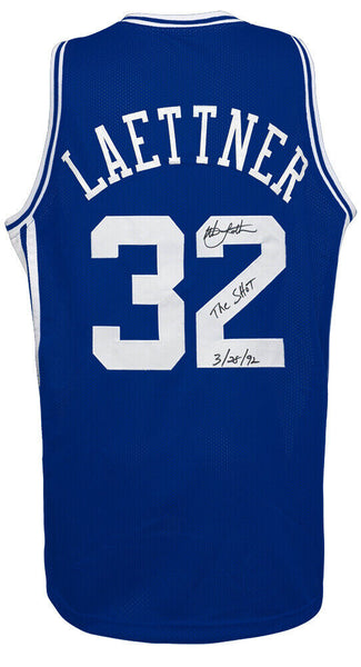 Christian Laettner Signed Blue Custom College Jersey w/The Shot 3-28-92 (SS COA)